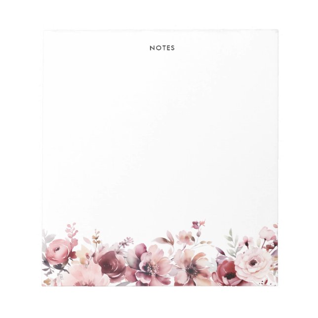 Bloc-note Jolie aquarelle Bourgogne et fleurs rousses (Devant)