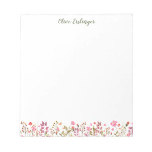 Bloc-note Jolie aquarelle Fleur sauvage frontière personnali