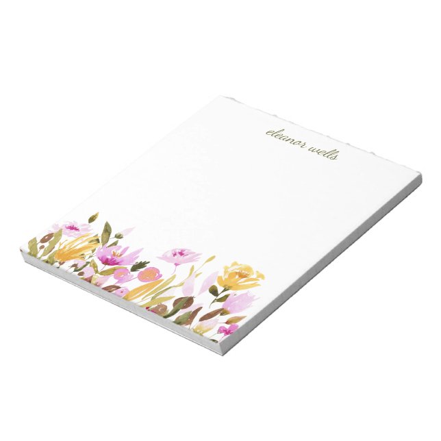 Bloc-note Jolie aquarelle Floral Stationery personnalisée (Tourné)