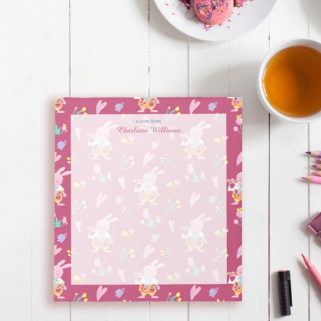 Bloc-note Jolie aquarelle magenta lapin Nom du motif (Créateur téléchargé)