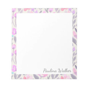 Bloc-note Jolie aquarelle motif floral dans le nom Lilac