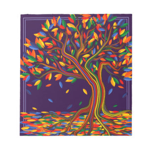 Bloc-note Jolie automne Arbre arc-en-ciel violet automne Tha