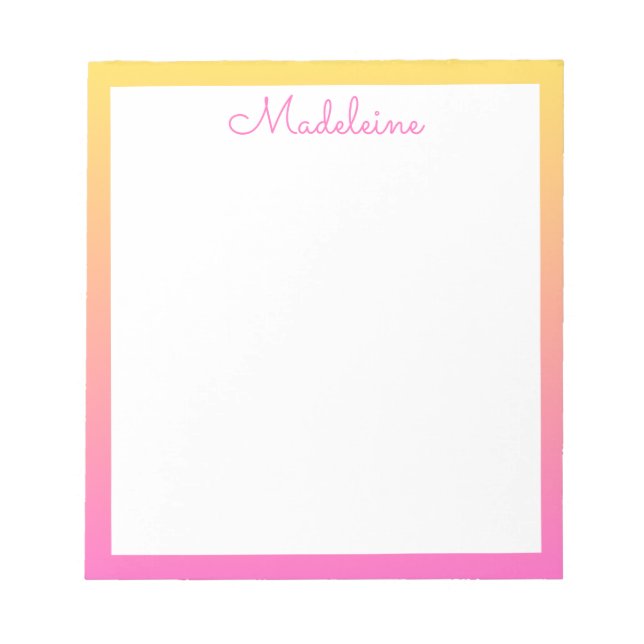 Bloc-note Jolie bordure dégradée jaune et rose pastel (Devant)