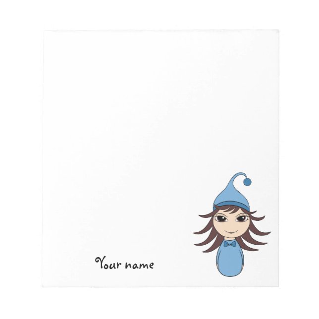 Bloc-note Jolie brunette pyjama fille chibi en bleu (Devant)