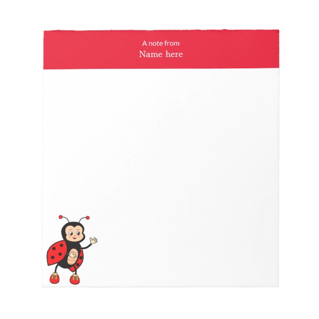 Bloc-note Jolie coccinelle et en-tête rouge Simple (Devant)