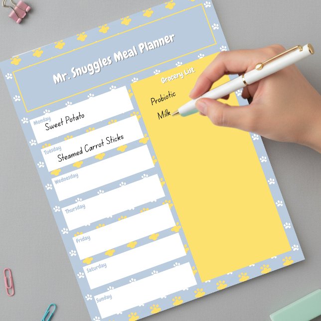 Bloc-note Jolie Empreinte de Patte | Planificateur de Repas (Cute Paw Print _ Meal Planner  Notepad )