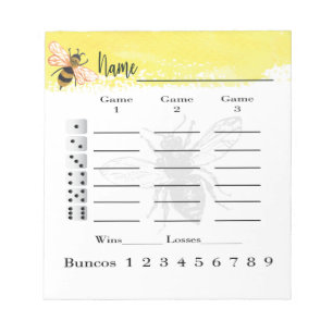 Bloc-note Jolie feuille de note Bunco Bee