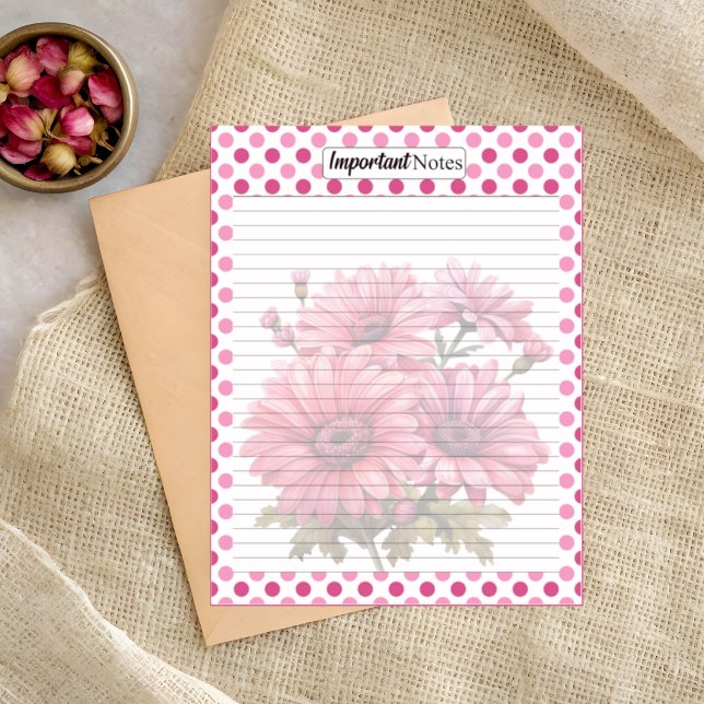 Bloc-note Jolie Floral Rose_ Notes Importantes (Créateur téléchargé)