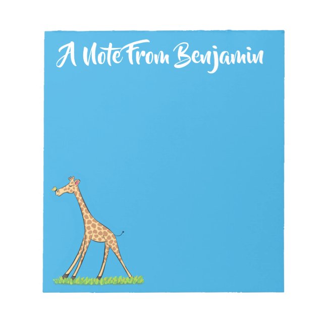 Bloc-note Jolie girafe avec dessin animé de papillon (Devant)