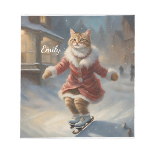 Bloc-note Jolie Noël Patinage de chat Jouer