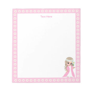 Bloc-note Jolie princesse fée & fleurs blanches sur simple 