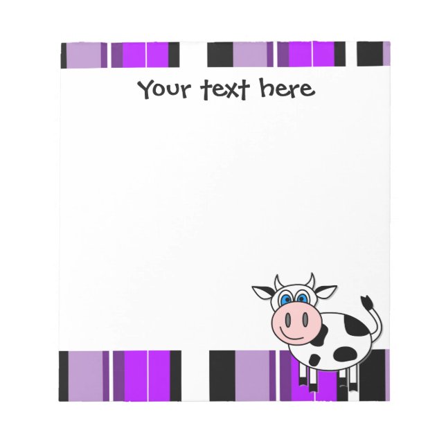 Bloc-note Jolie vache - Bande violette (Devant)