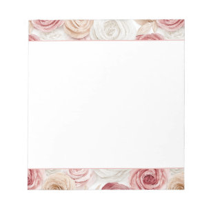 Bloc-note Jolies Fleurs Blanches Crème Rose Tendue