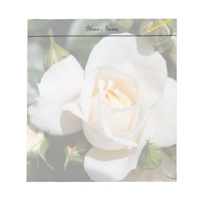 Bloc-note jolies fleurs de rose blanches pures. amour, roman (Devant)