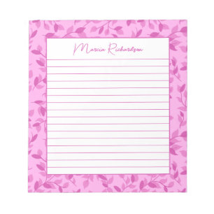 Bloc-note Jolies Fleurs Roses Modernes Personnalisées Lignée