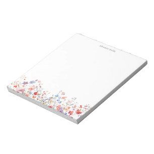 Bloc-note Jolies fleurs sauvages personnalisées aquarelle