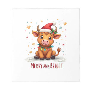 Bloc-note Jolies lumières de Noël de bébé vache des Highland