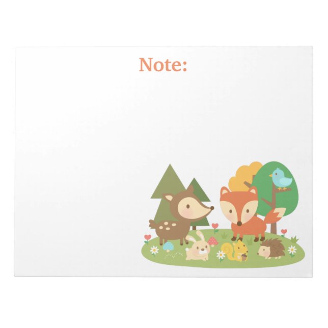 Bloc-note Jolis Animaux de la Forêt pour les Enfants (Devant)