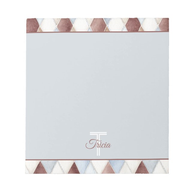 Bloc-note Jolis Diamants Bleus Crème Brun Tan   (Devant)