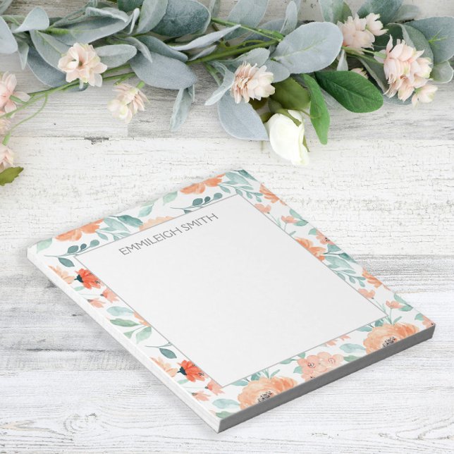 Bloc-note Jolis Fleurs de Pêche Filles Feuilles Vertes  Bloc (Créateur téléchargé)