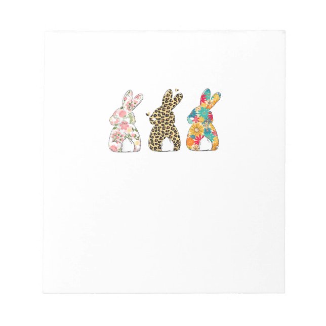 Bloc-note Jolis lapins de Pâques Léopard Bunny et Flower Bun (Devant)