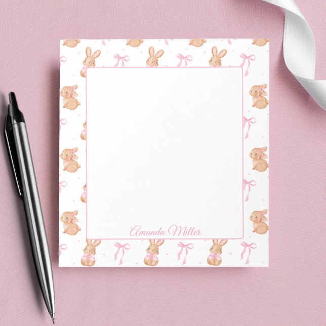 Bloc-note Jolis Nœuds Coquettes Roses Lapins Nom Personnalis (Créateur téléchargé)