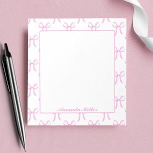 Bloc-note Jolis Nœuds Rose Fille Mignonne Coquette Monogramm