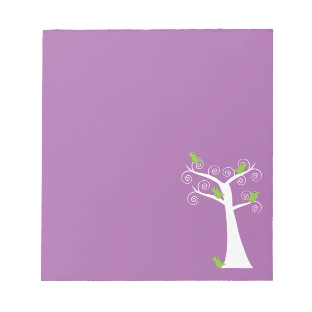 Bloc-note Jolis oiseaux verts citron tourbillonnent arbre vi (Devant)