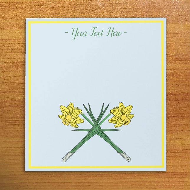 Bloc-note Jonquilles Croisées (Daffodils Crossed Notepad on Desk)