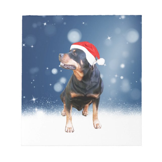 Bloc-note Jote Rottweiler Chien Noël Santa Hat Étoiles de ne (Devant)