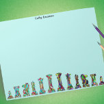 Bloc-note Joueurs de jeu Couleur arc-en-ciel Pièces d'échecs<br><div class="desc">Personnalisez et customisez ce super bloc-notes avec votre nom ou n'importe quel texte. Doté d'un ensemble de vitres arc-en-ciel avec des pièces d'échecs turquoises,  avec un rook à pion évêque king queen knight pour un design moderne unique sur un arrière - plan Turquoise léger.</div>