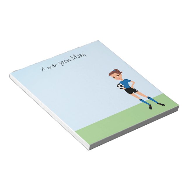 Bloc-note Joueuse de soccer de fille personnalisée (Incliné)