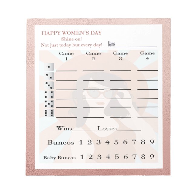 Bloc-note Jour des femmes Rose Gold Bunco Score Pad (Devant)