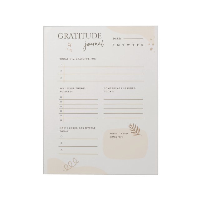 Bloc-note Journal de gratitude beige Cadeau de bien-être Ple (Tourné)