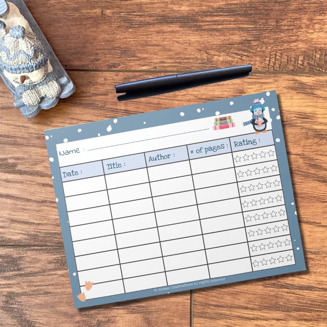 Bloc-note Journal de lecture hivernale pour enfants avec Blo (Créateur téléchargé)