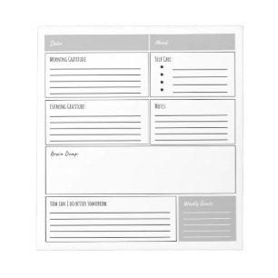 Bloc-note Journal quotidien d'autosoins avec gratitude, Note