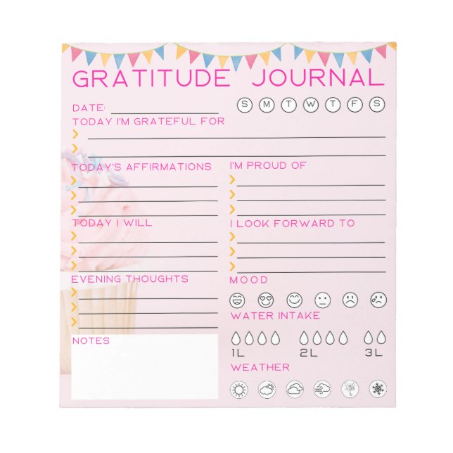 Bloc-note Journal quotidien Gratitude (Devant)