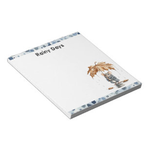 Bloc-note Jours Pluvieux Souris Bleue Feuille Parapluie
