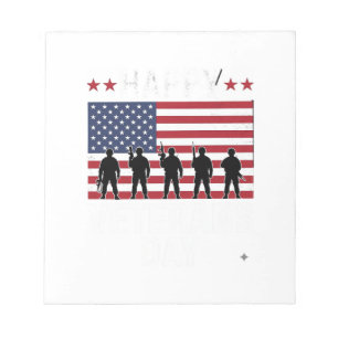 Bloc-note Joyeuse fête des vétérans Drapeau Silhouette Vecto