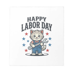 Bloc-note Joyeuse Fête du Travail Chat Patriote Vintage Créa