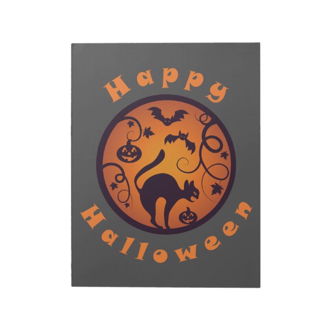 Bloc-note Joyeuse lanterne d'Halloween araignées et chauves- (Tourné)