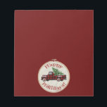 Bloc-note Joyeuses fêtes ! Camion de ramassage Vintage de No<br><div class="desc">Joyeuses fêtes ! Notepad Camion Vintage de Noël sur le cerceau de broderie. Original,  copyright de Cherie's Art,  2019</div>