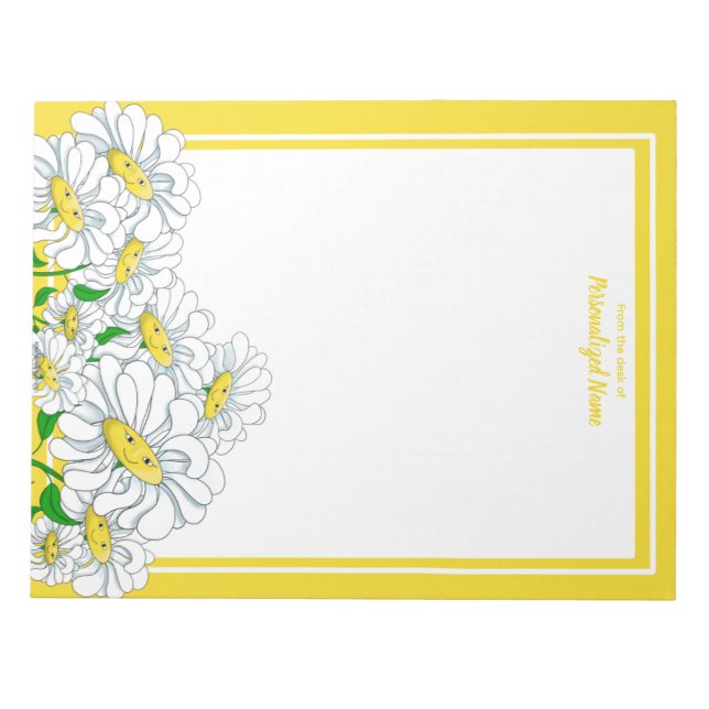 Bloc-note Joyeuses marguerites Jaune Blanc Sans doublure (Devant)