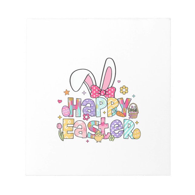 Bloc-note Joyeuses Pâques 2026 Mignon Lapin Jour de Pâques F (Devant)