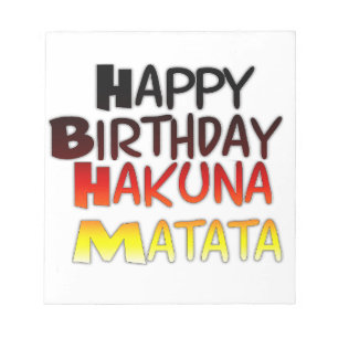Bloc-note Joyeux anniversaire Hakuna Matata Graphique inspir