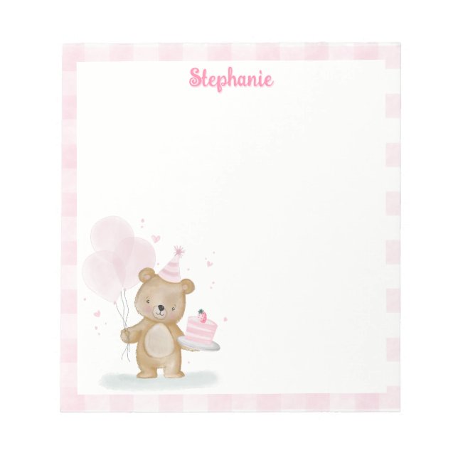 Bloc-note Joyeux Anniversaire Ourson (Devant)