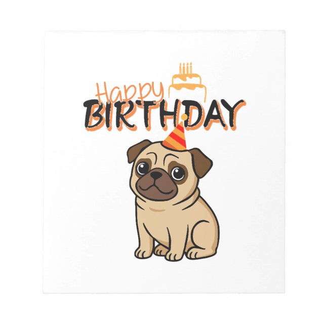 BLOC-NOTE JOYEUX ANNIVERSAIRE PUG (Devant)