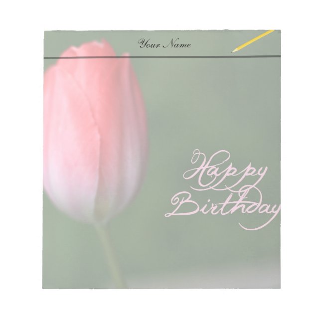 Bloc-note joyeux anniversaire tulipe rouge fleur (Devant)