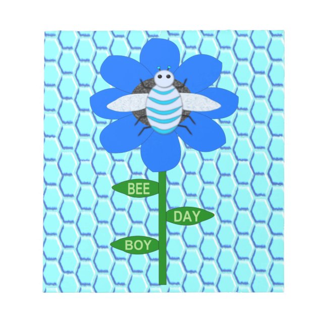 Bloc-note Joyeux Bee Day Boy Blue Birthday Bumblebee (Devant)