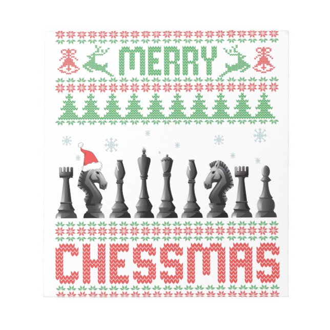 Bloc-note Joyeux Chessmas Drôle échecs noël laide Sweat (Devant)